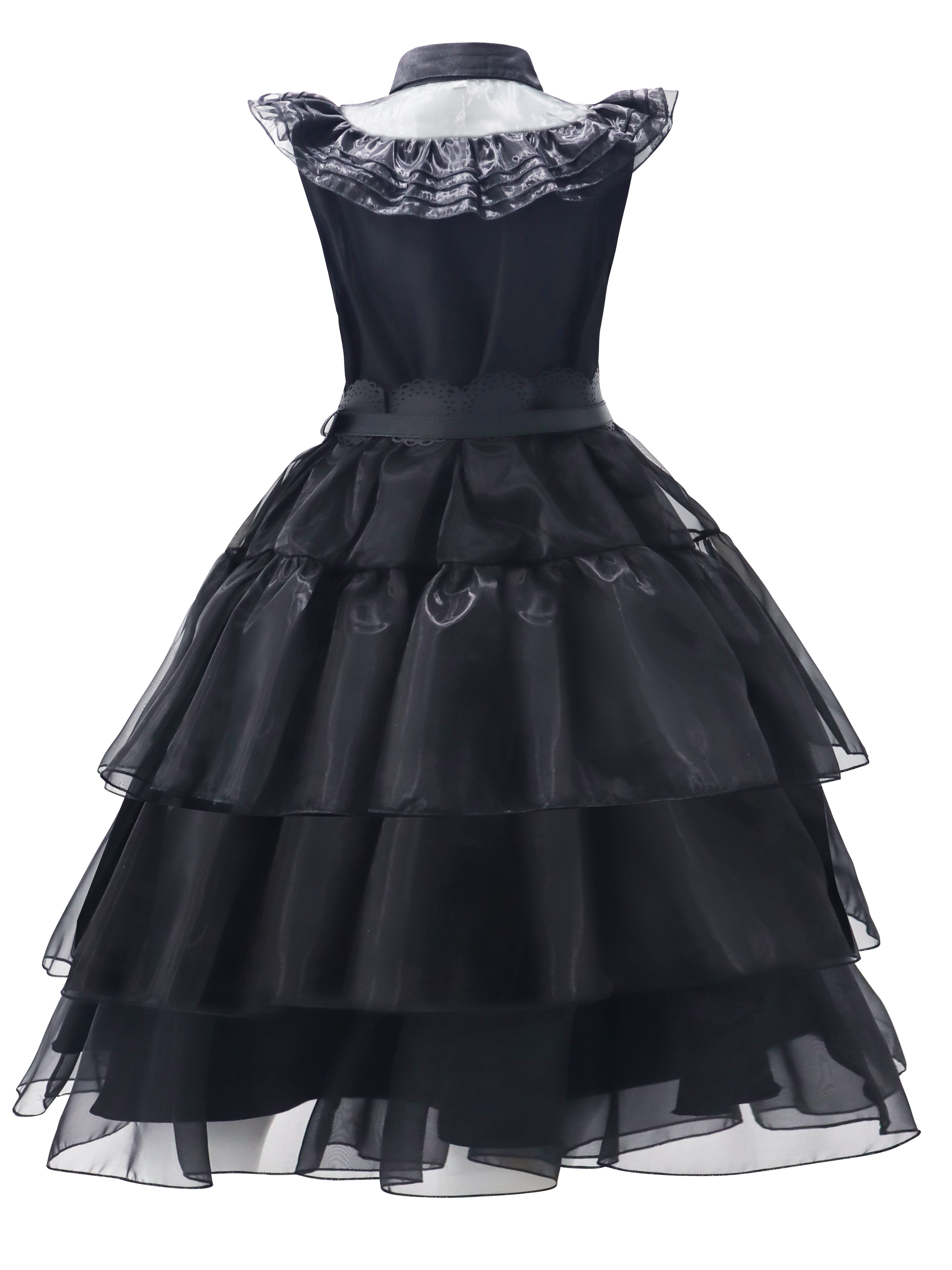 Women’s Gothic Ruffle Halloween Movie Costume Dress | Layered Midi Set 1