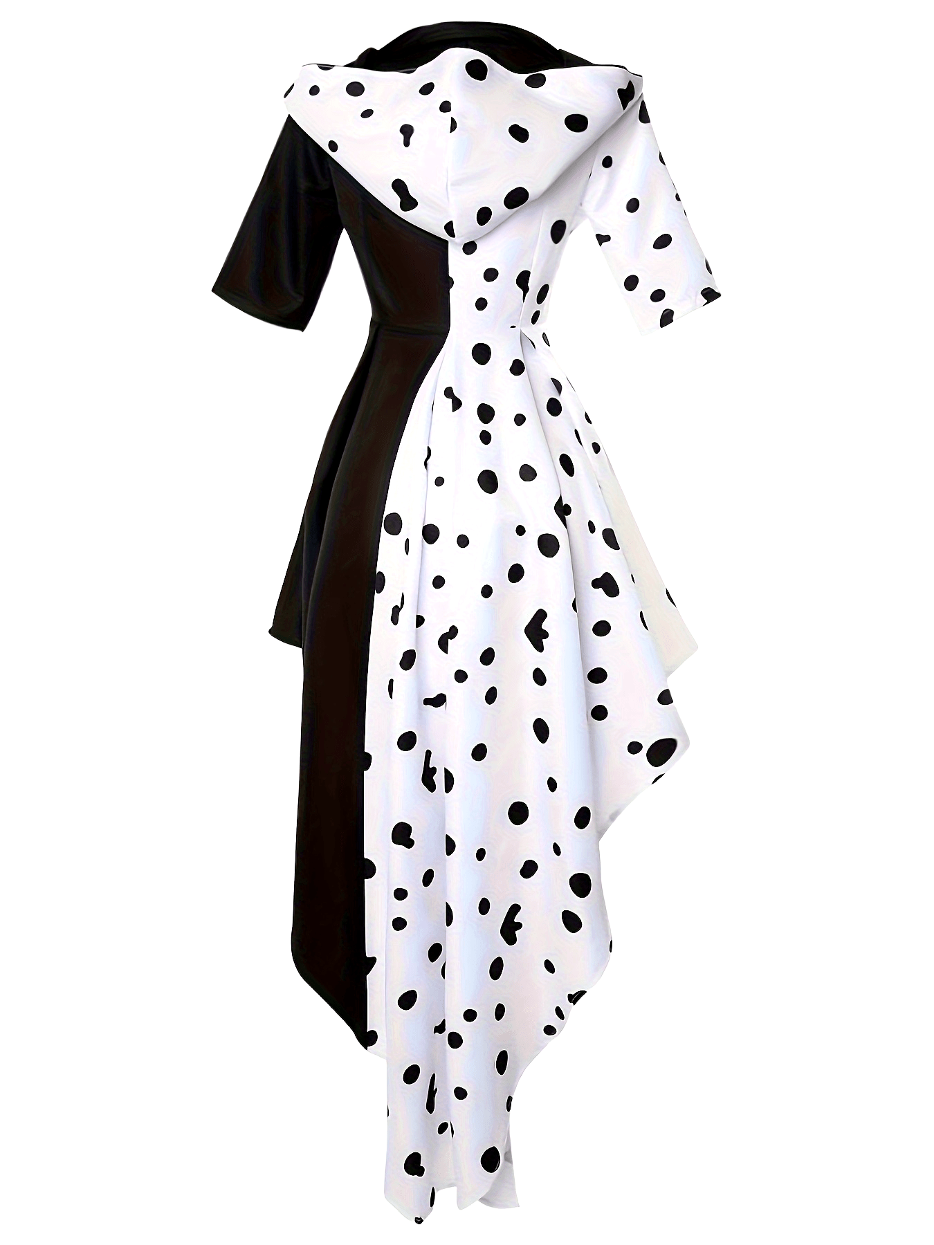 Women’s Hooded Dalmatian Halloween Movie Costume Dress | Asymmetrical High Low 1