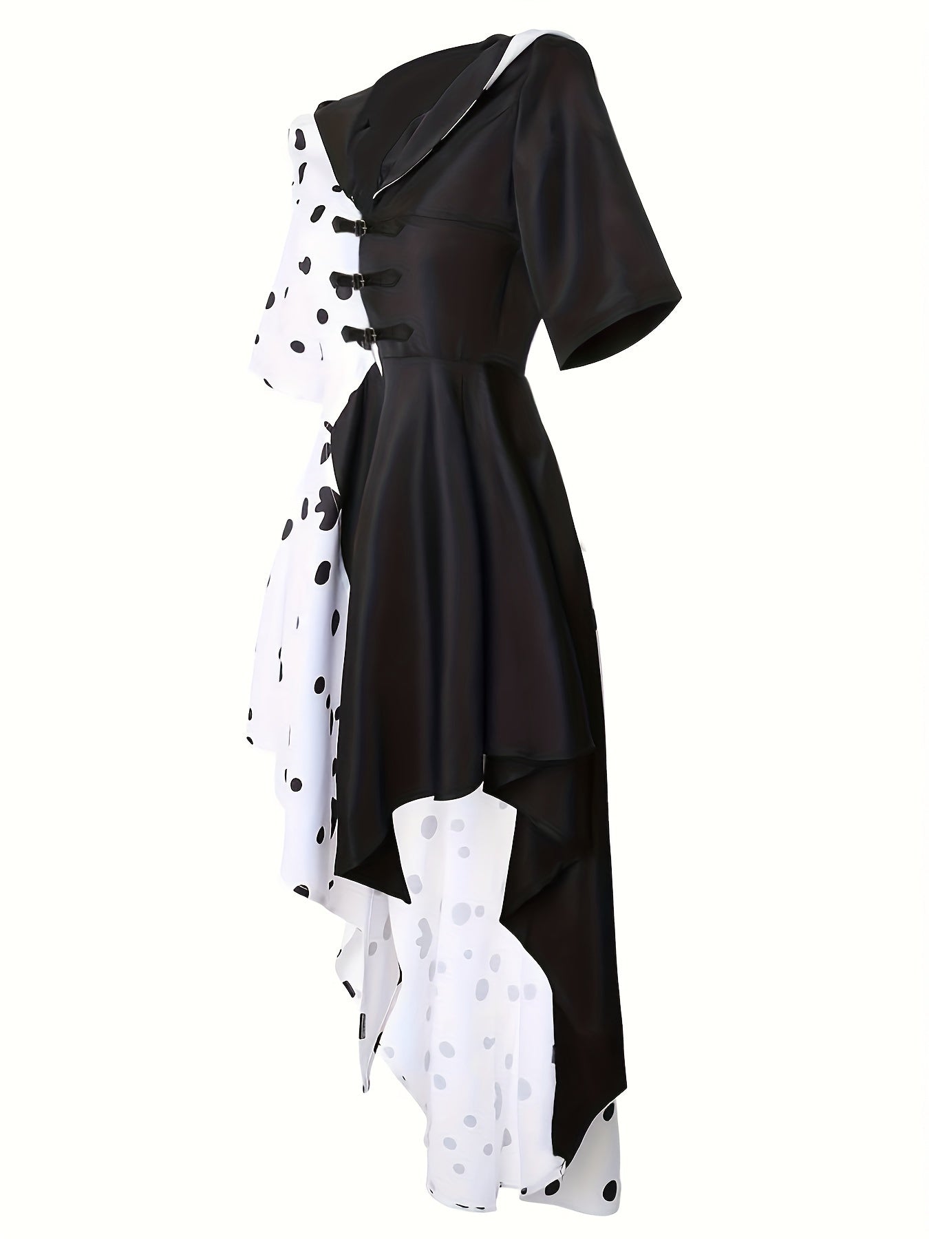 Women’s Hooded Dalmatian Halloween Movie Costume Dress | Asymmetrical High Low 3