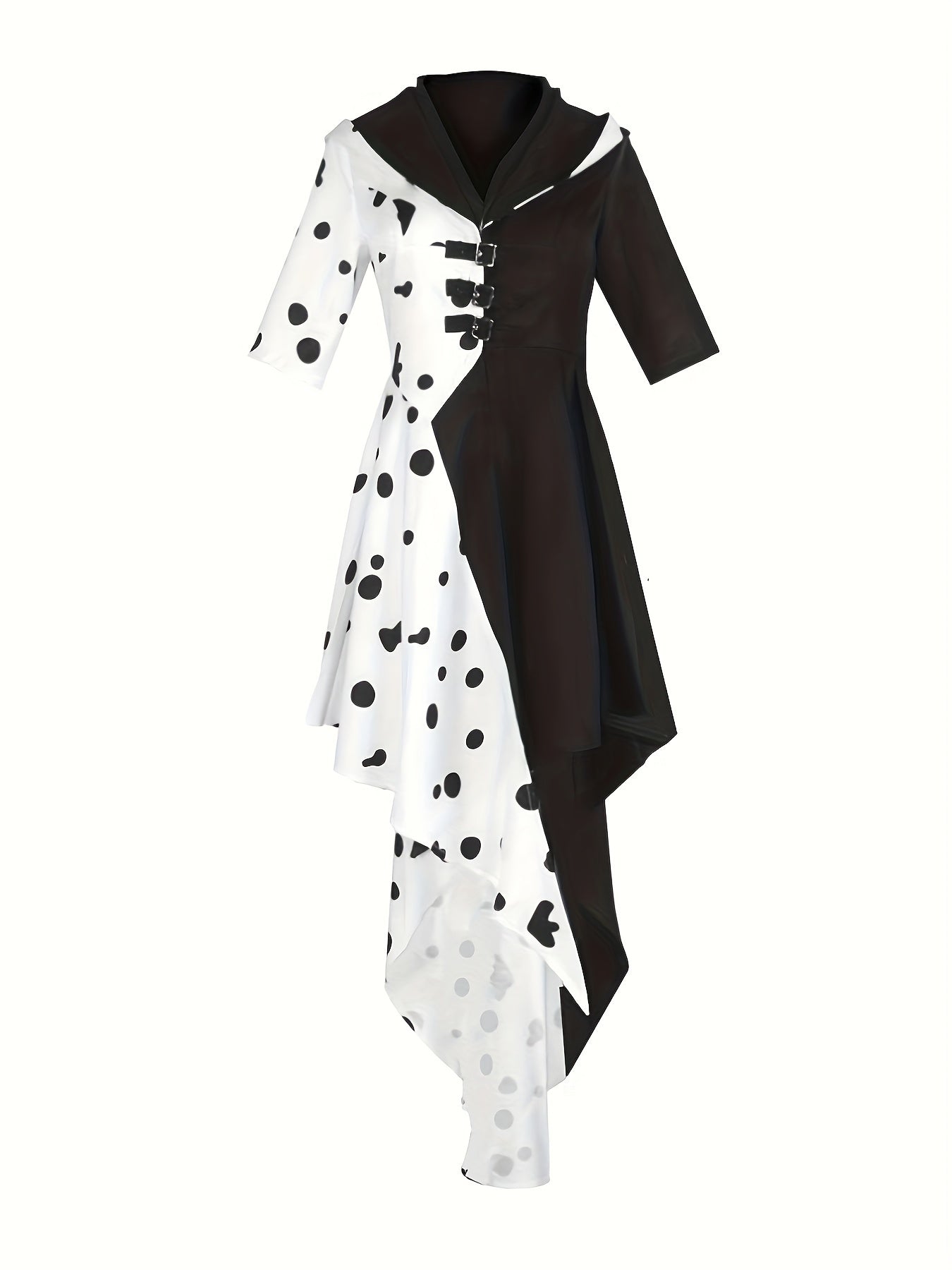 Women’s Hooded Dalmatian Halloween Movie Costume Dress | Asymmetrical High Low 4