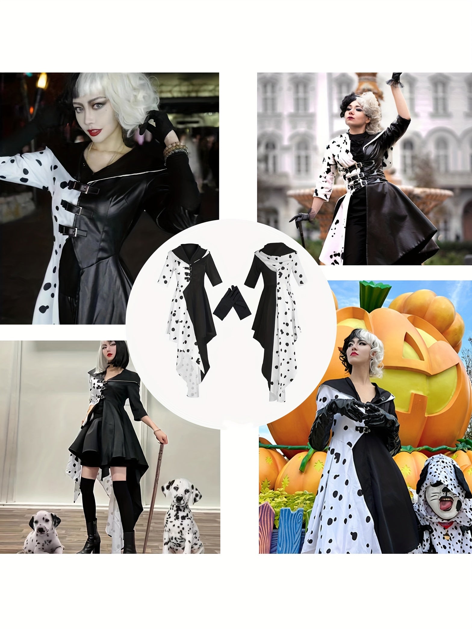 Women’s Hooded Dalmatian Halloween Movie Costume Dress | Asymmetrical High Low 5