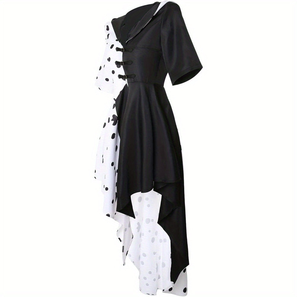 Women’s Hooded Halloween Movie Costume Dress | Asymmetrical Dalmatian 1