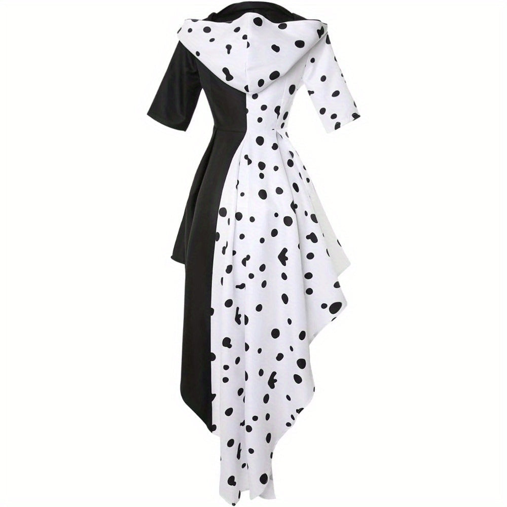 Women’s Hooded Halloween Movie Costume Dress | Asymmetrical Dalmatian 3