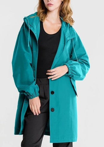 Women's Hooded Windbreaker Jacket - Lightweight Mid-Length Casual Outerwear for All Seasons 0