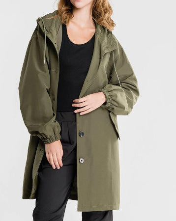 Women's Hooded Windbreaker Jacket - Lightweight Mid-Length Casual Outerwear for All Seasons 1