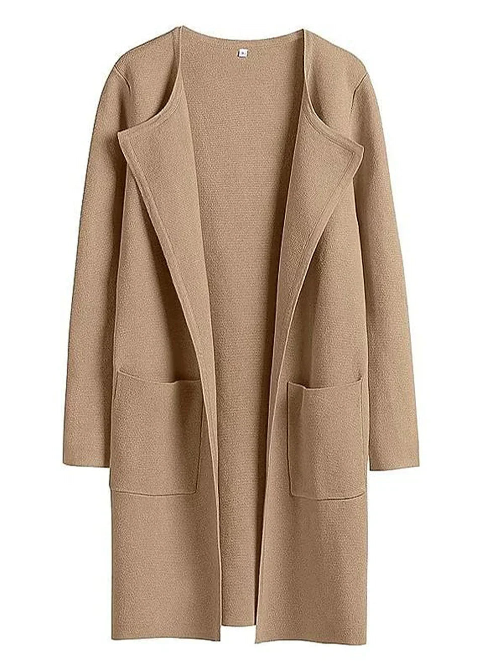 Women's Knee-Length Wool Blend Coat with Relaxed Fit and Wide Lapel - Stylish Winter Coat 0