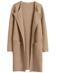 Women's Knee-Length Wool Blend Coat with Relaxed Fit and Wide Lapel - Stylish Winter Coat 0