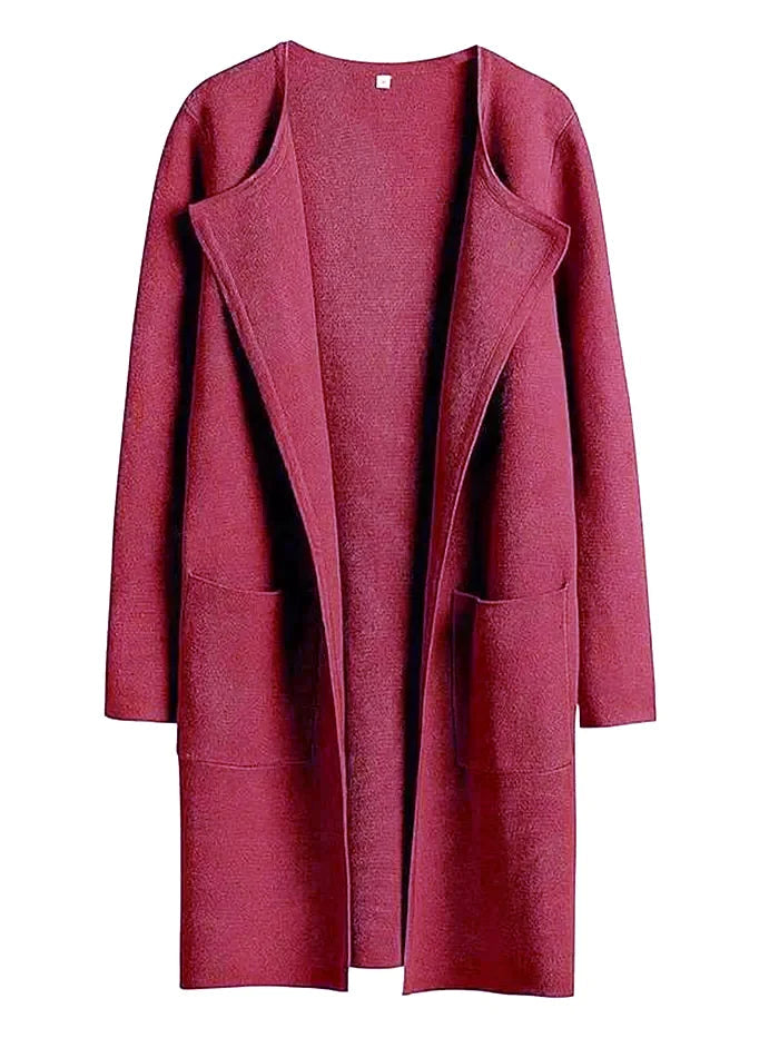 Women&#39;s Knee-Length Wool Blend Coat with Relaxed Fit and Wide Lapel - Stylish Winter Coat 10