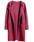 Women's Knee-Length Wool Blend Coat with Relaxed Fit and Wide Lapel - Stylish Winter Coat 10