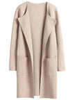 Women's Knee-Length Wool Blend Coat with Relaxed Fit and Wide Lapel - Stylish Winter Coat 12