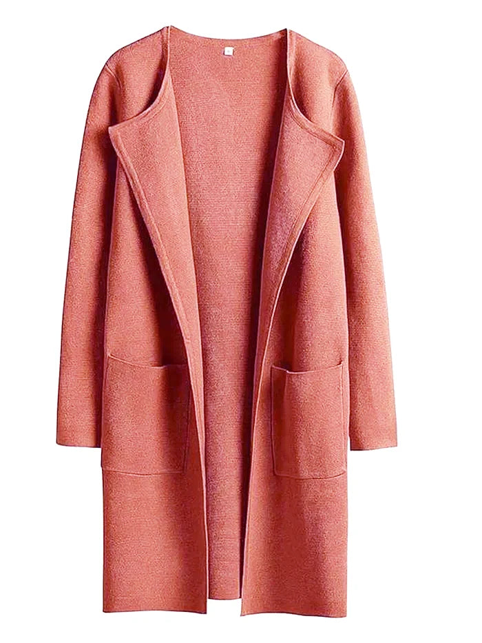 Women&#39;s Knee-Length Wool Blend Coat with Relaxed Fit and Wide Lapel - Stylish Winter Coat 14