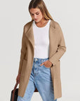 Women's Knee-Length Wool Blend Coat with Relaxed Fit and Wide Lapel - Stylish Winter Coat 1