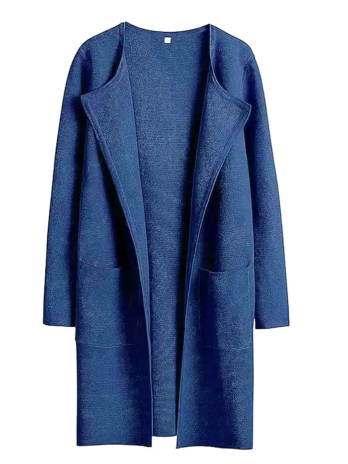 Women&#39;s Knee-Length Wool Blend Coat with Relaxed Fit and Wide Lapel - Stylish Winter Coat 9