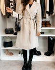 Women's Knee-Length Wool Coat with Double-Breasted Design and Belted Waist 2