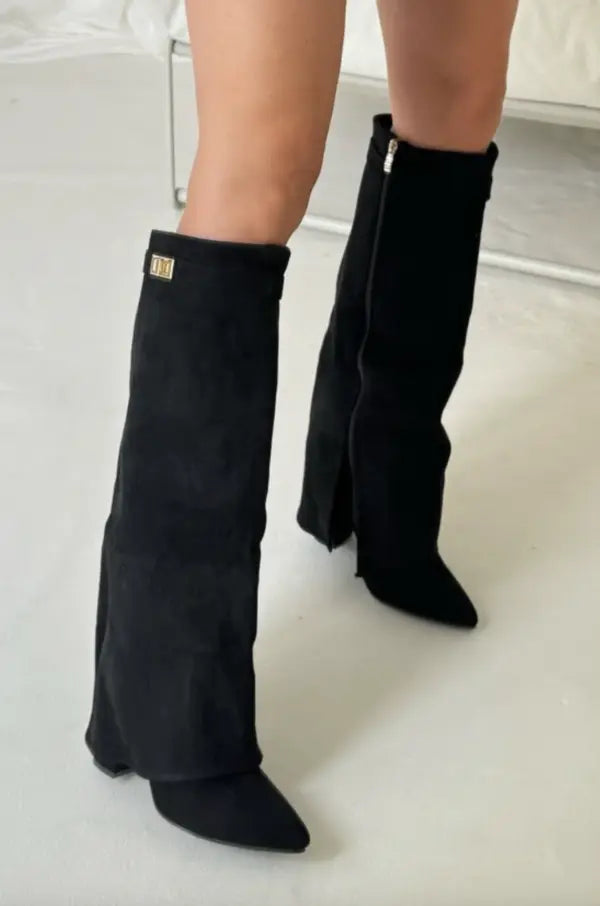 Women&#39;s Knee High Boots - Elegant Black Leather Footwear for Style and Comfort 8