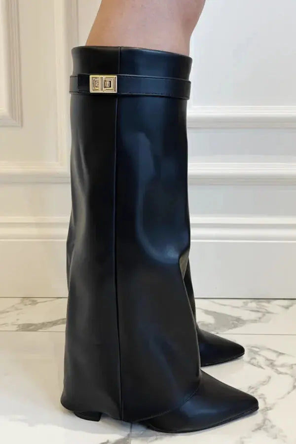 Women&#39;s Knee High Boots - Elegant Black Leather Footwear for Style and Comfort 9