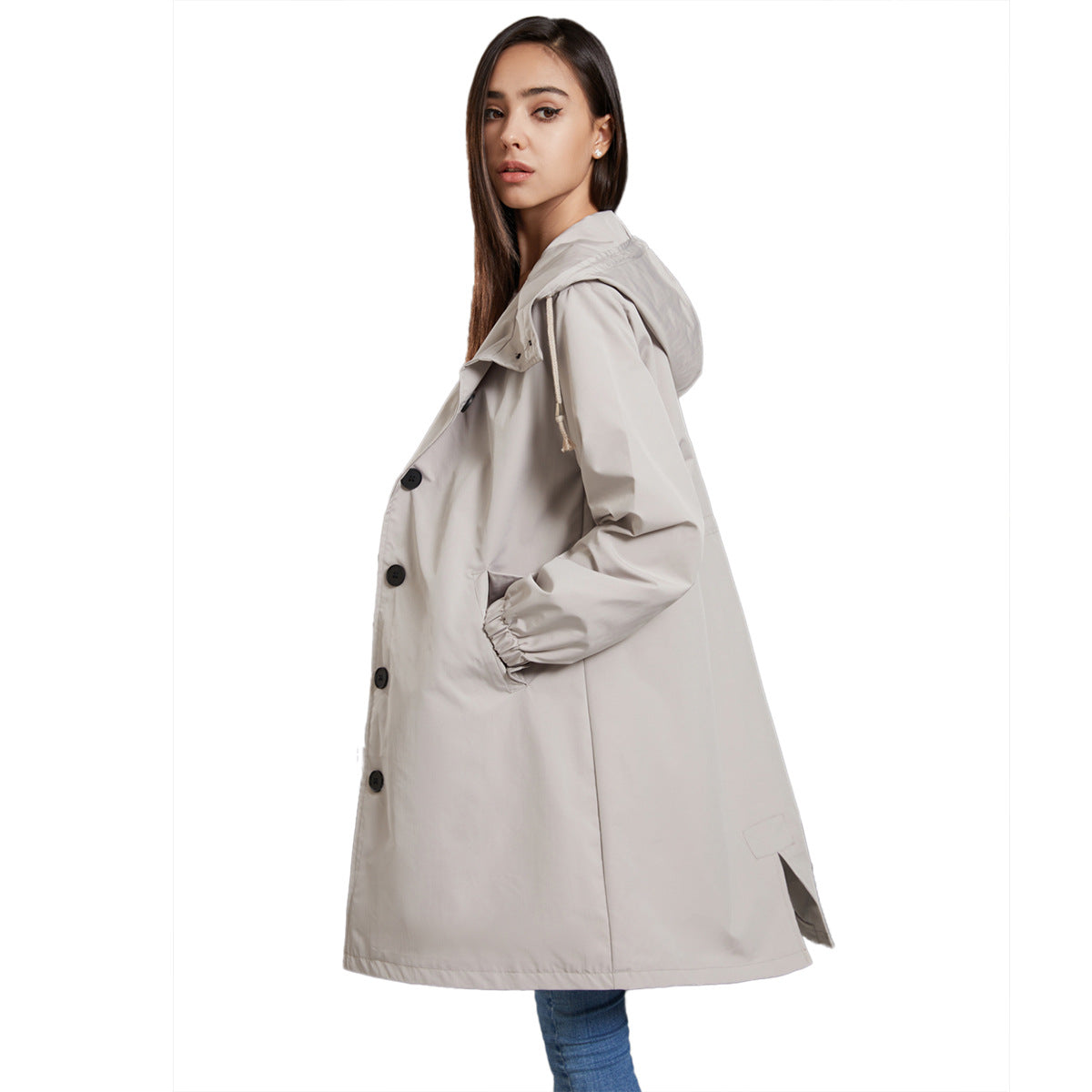 Casual Waterproof Raincoat for Women – Lightweight Hooded Windbreaker Jacket