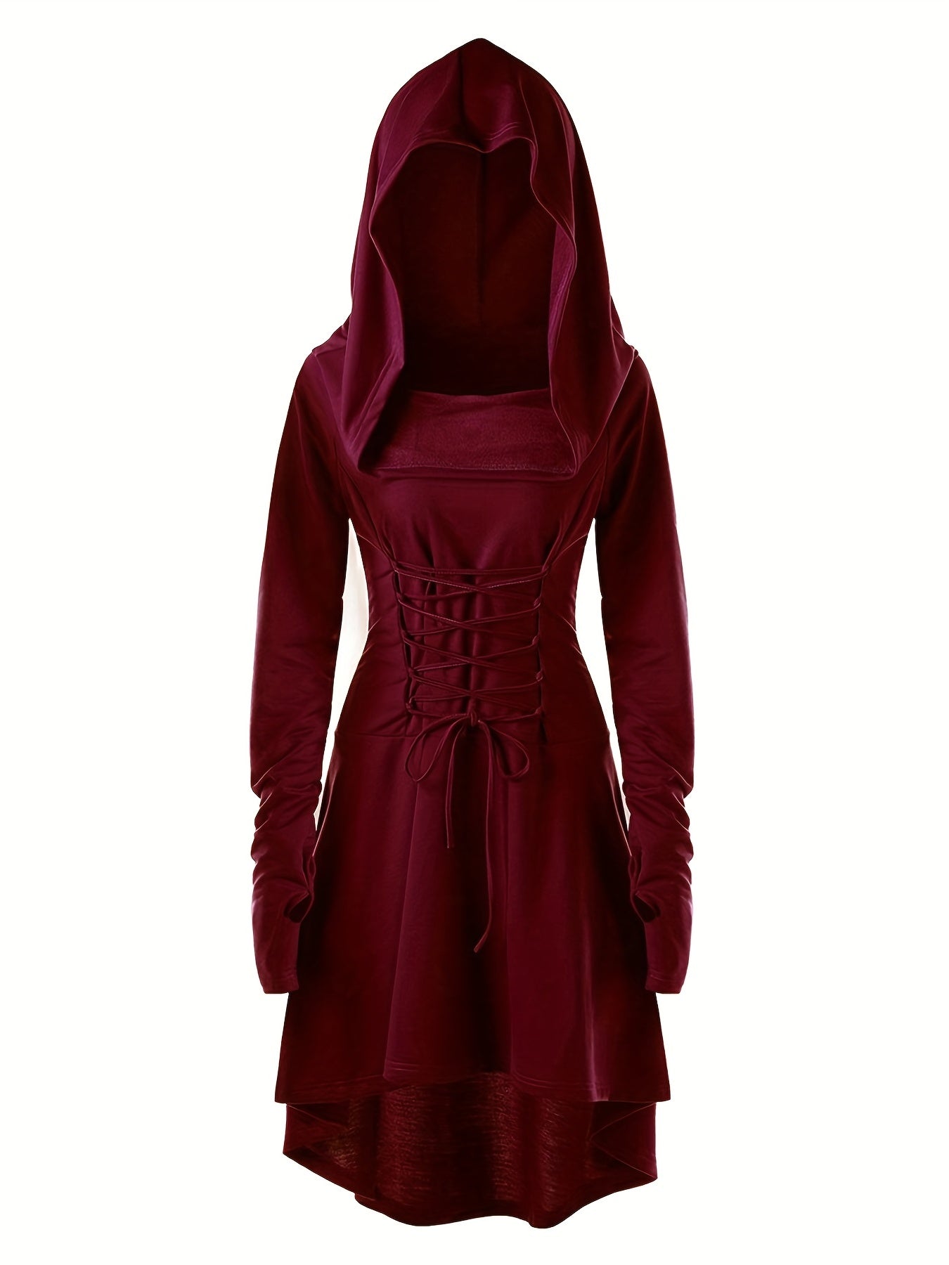 Women’s Medieval Lace Up Halloween Movie Costume Dress | Hooded Long Sleeve 3