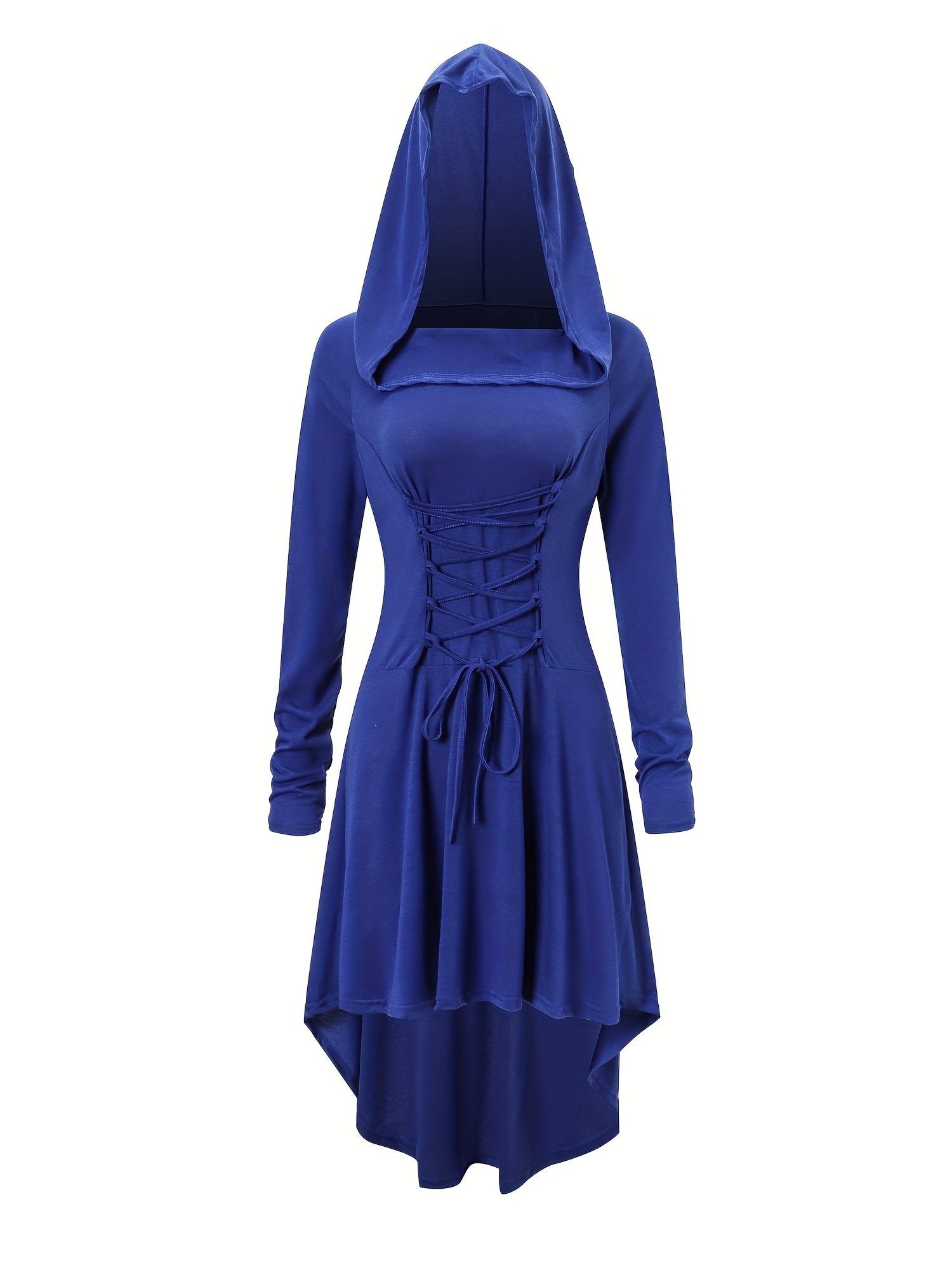Women’s Medieval Lace Up Halloween Movie Costume Dress | Hooded Long Sleeve 6