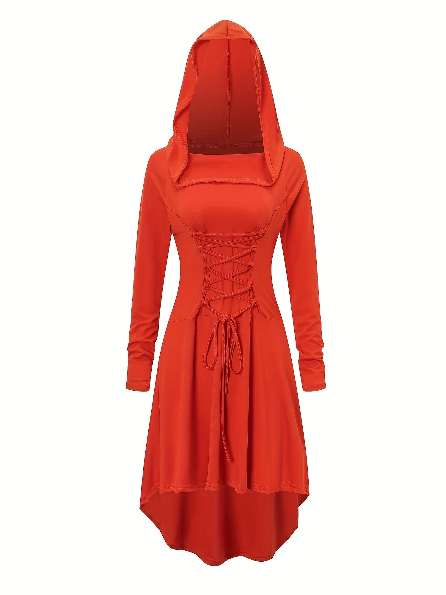 Women’s Medieval Lace Up Halloween Movie Costume Dress | Hooded Long Sleeve 7