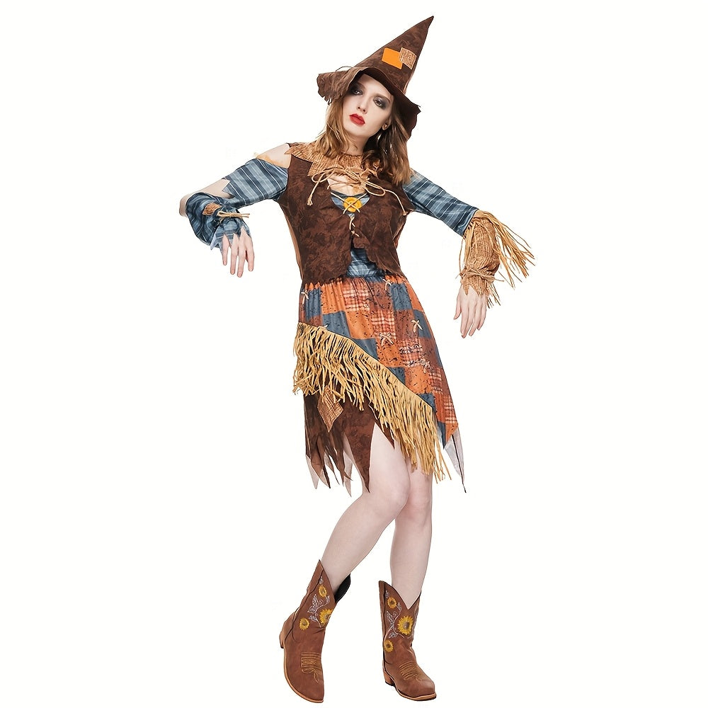 Women’s Off Shoulder Halloween Scarecrow Costume Dress | Mini 0