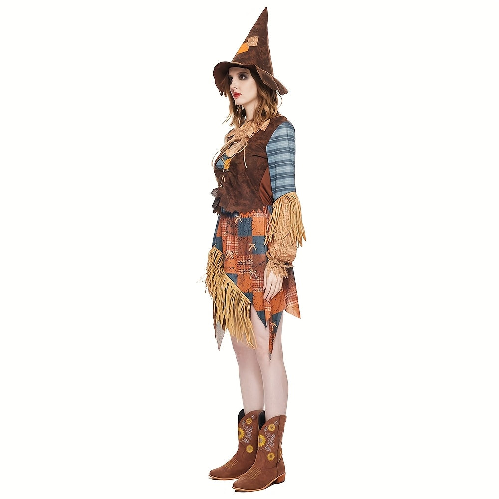 Women’s Off Shoulder Halloween Scarecrow Costume Dress | Mini 1