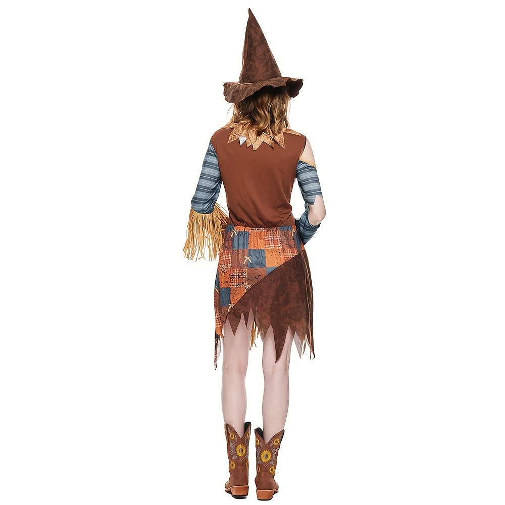 Women’s Off Shoulder Halloween Scarecrow Costume Dress | Mini 3