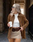 Women's Oversized Button Front Jacket – Relaxed Fit Mid-Length Coat for Spring and Autumn 1