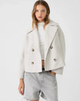 Women's Oversized Double-Breasted Wool-Look Jacket – Cropped Boxy Winter Coat for Casual and Semi-Formal Wear 0