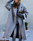 Women's Oversized Wool Blend Long Coat with Notched Lapel – Stylish Winter Coat for Autumn/Winter 0
