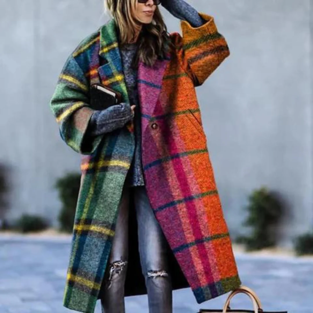 Women's Oversized Wool Blend Long Coat with Notched Lapel – Stylish Winter Coat for Autumn/Winter 1