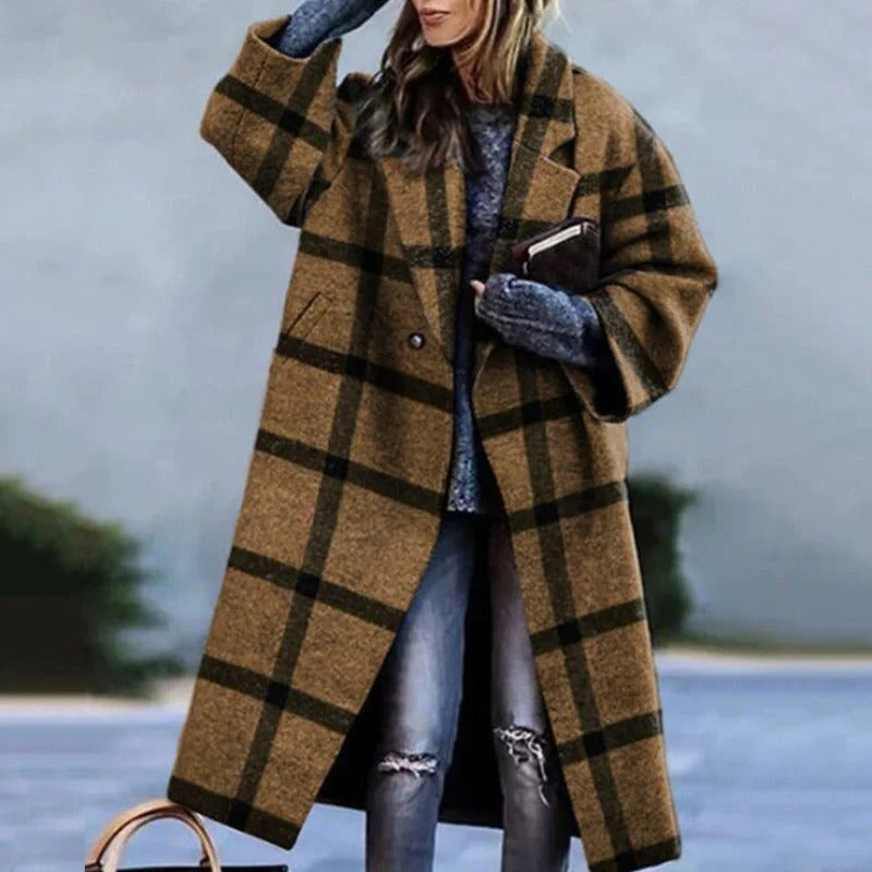 Women's Oversized Wool Blend Long Coat with Notched Lapel – Stylish Winter Coat for Autumn/Winter 3