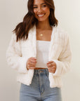 Women's Quilted Faux Fur Crop Jacket with Open Front – Structured Fit for Stylish Comfort 0