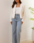 Women's Quilted Faux Fur Crop Jacket with Open Front – Structured Fit for Stylish Comfort 1