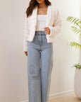 Women's Quilted Faux Fur Crop Jacket with Open Front – Structured Fit for Stylish Comfort 2