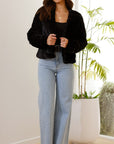 Women's Quilted Faux Fur Crop Jacket with Open Front – Structured Fit for Stylish Comfort 5