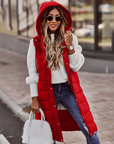 Women’s Quilted Hooded Bodywarmer – Oversized Long Padded Vest for Casual Wear 1