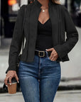 Women's Slim Fit Wool Blend Jacket with Stand Collar – Stylish Fall/Winter Coat 1