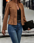 Women's Slim Fit Wool Blend Jacket with Stand Collar – Stylish Fall/Winter Coat 3