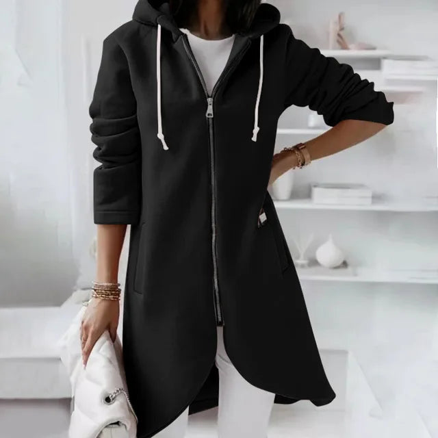 Women's Soft Hooded Jacket with Pockets – Cozy Winter Coat for Casual Outings and Comfort 0