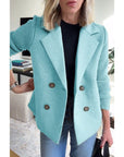 Women's Tailored Wool Coat, Double-Breasted Design with Ribbed Sleeves - Stylish Winter Coat for Women 0