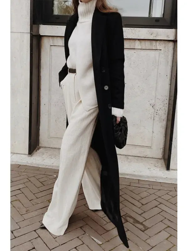 Women's Tailored Wool Coat, Double Breasted Full Length with Notched Lapel - Winter Coats for Women 1