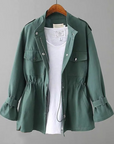 Women's Trench Coat with Flap Pockets and Zip Placket – Slim Fit Spring/Fall Outerwear 2