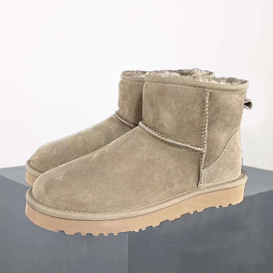 Women's Ultra Mini Platform Boots – Black Leather Ankle Booties with Fur Lining for Winter 4