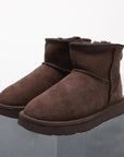Women's Ultra Mini Platform Boots – Black Leather Ankle Booties with Fur Lining for Winter 5