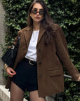 Women's Vintage Brown Leather Suede Jacket – Demi-Season Autumn Winter Outerwear 1