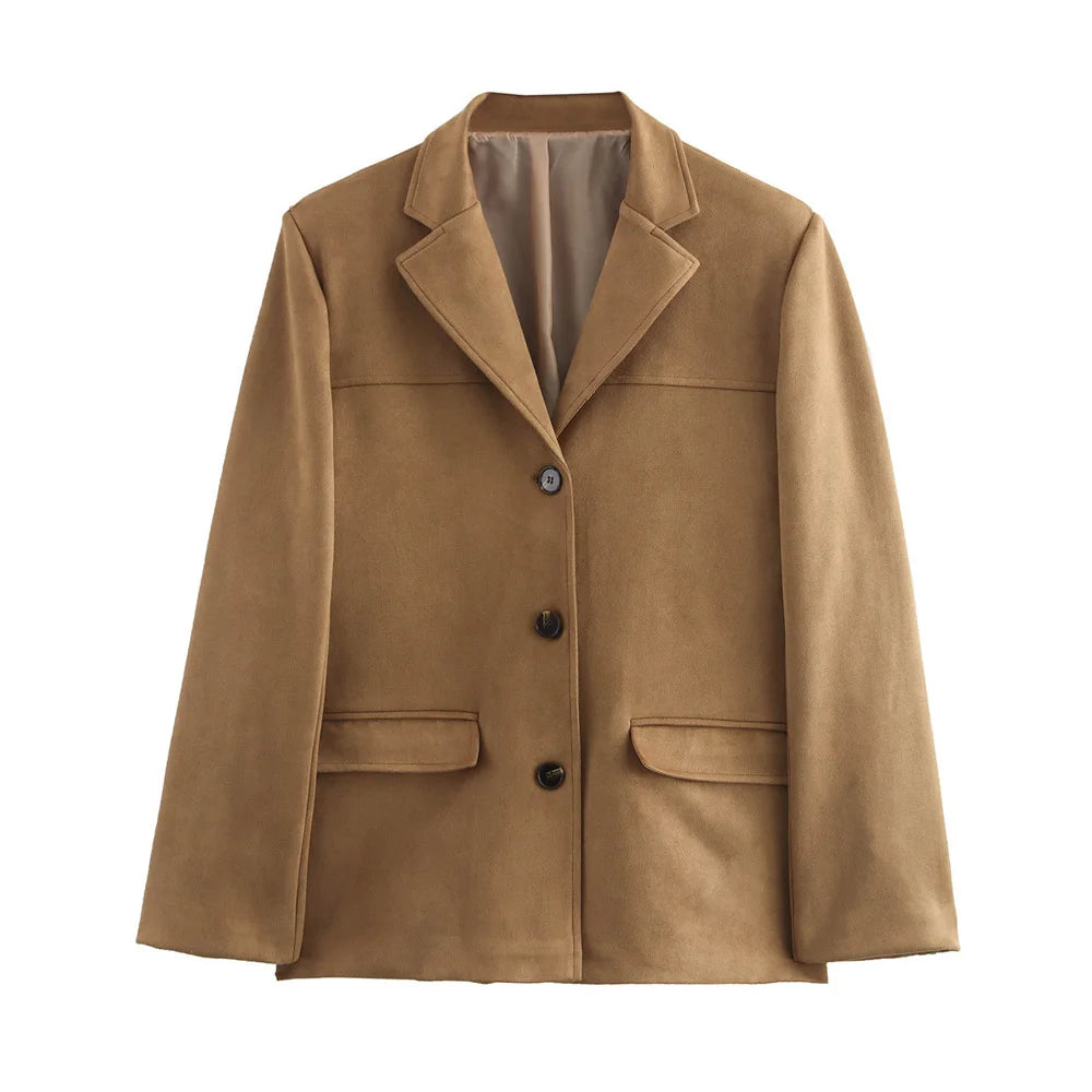Women's Vintage Brown Leather Suede Jacket – Demi-Season Autumn Winter Outerwear 6