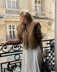 Women's Vintage Suede Short Jacket with Zipper Pockets – Casual Loose Fit for Spring and Autumn 2