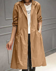 Women's Waterproof Hooded Jacket - Lightweight Knee-Length Relaxed Fit with Zip Closure 2