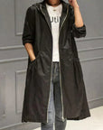 Women's Waterproof Hooded Jacket - Lightweight Knee-Length Relaxed Fit with Zip Closure 3